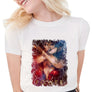 New Summer Women's Fashion Wonder Woman Printed T-shirts Cool Soft Cotton Short Sleeve White Tops S1260