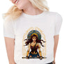 New Summer Women's Fashion Wonder Woman Printed T-shirts Cool Soft Cotton Short Sleeve White Tops S1260