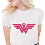 New Summer Women's Fashion Wonder Woman Printed T-shirts Cool Soft Cotton Short Sleeve White Tops S1260