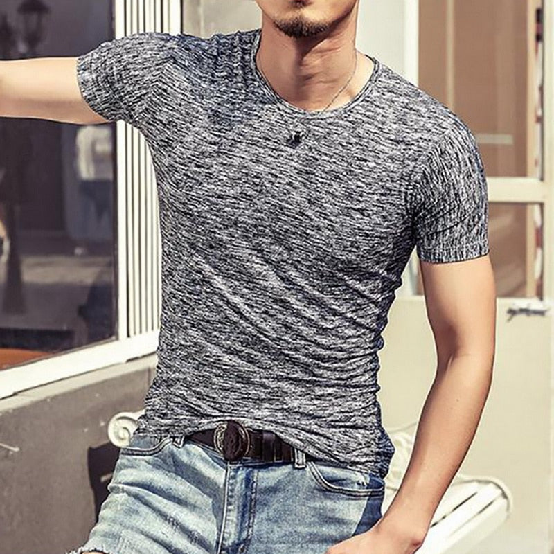 Casual Men T-Shirts O-Neck Slim Fit Short Sleeve T Shirt Top Tees Mens Clothing 2019 Men Summer Korean Male Fitness Tshirt