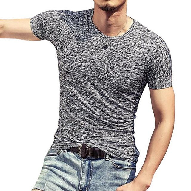 Casual Men T-Shirts O-Neck Slim Fit Short Sleeve T Shirt Top Tees Mens Clothing 2019 Men Summer Korean Male Fitness Tshirt
