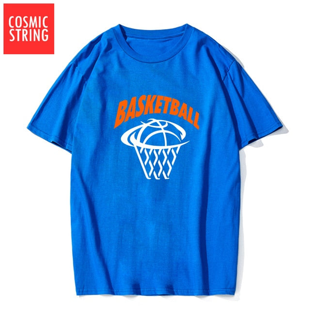 COSMIC STRING 100% cotton short sleeve cool basketball men t shirt casual summer loose men tshirt male t-shirt tops tee shrits