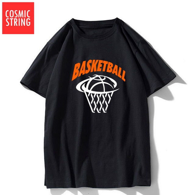 COSMIC STRING 100% cotton short sleeve cool basketball men t shirt casual summer loose men tshirt male t-shirt tops tee shrits