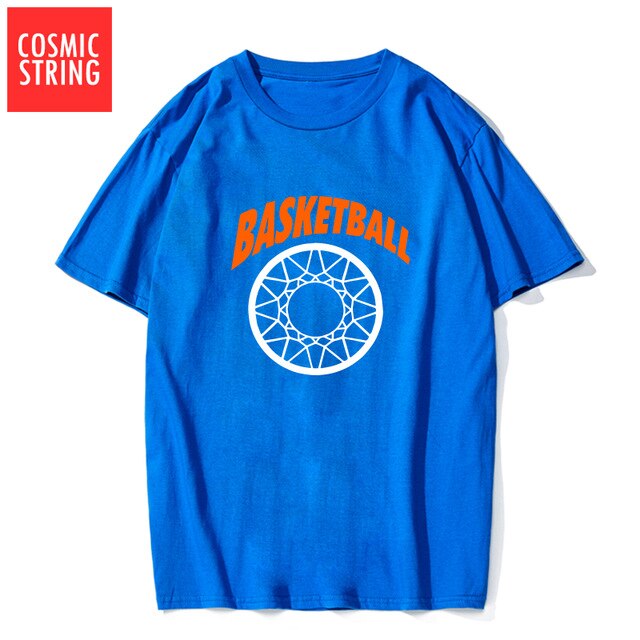 COSMIC STRING 100% cotton short sleeve cool basketball men t shirt casual summer loose men tshirt male t-shirt tops tee shrits